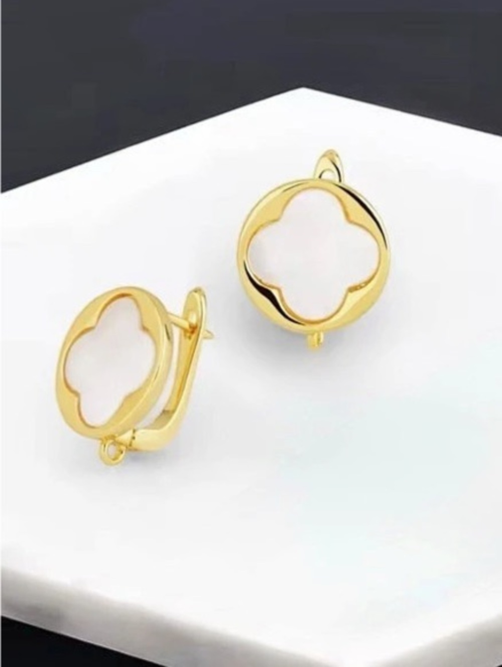 Gold & White Shell Drop Earrings NWT